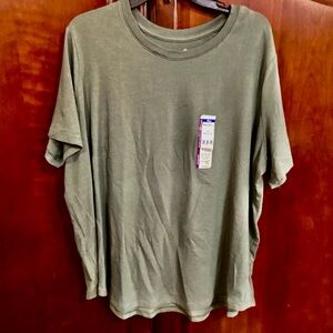 NWTS Terra & Sky green midnight soft Tencel fabric crew tee short slv 2X